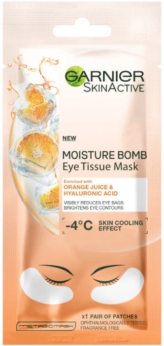 Garnier SkinActive Moisture Bomb Hyaluronic Acid + Orange Juice Eye Sheet Mask for Dull Eye Contours