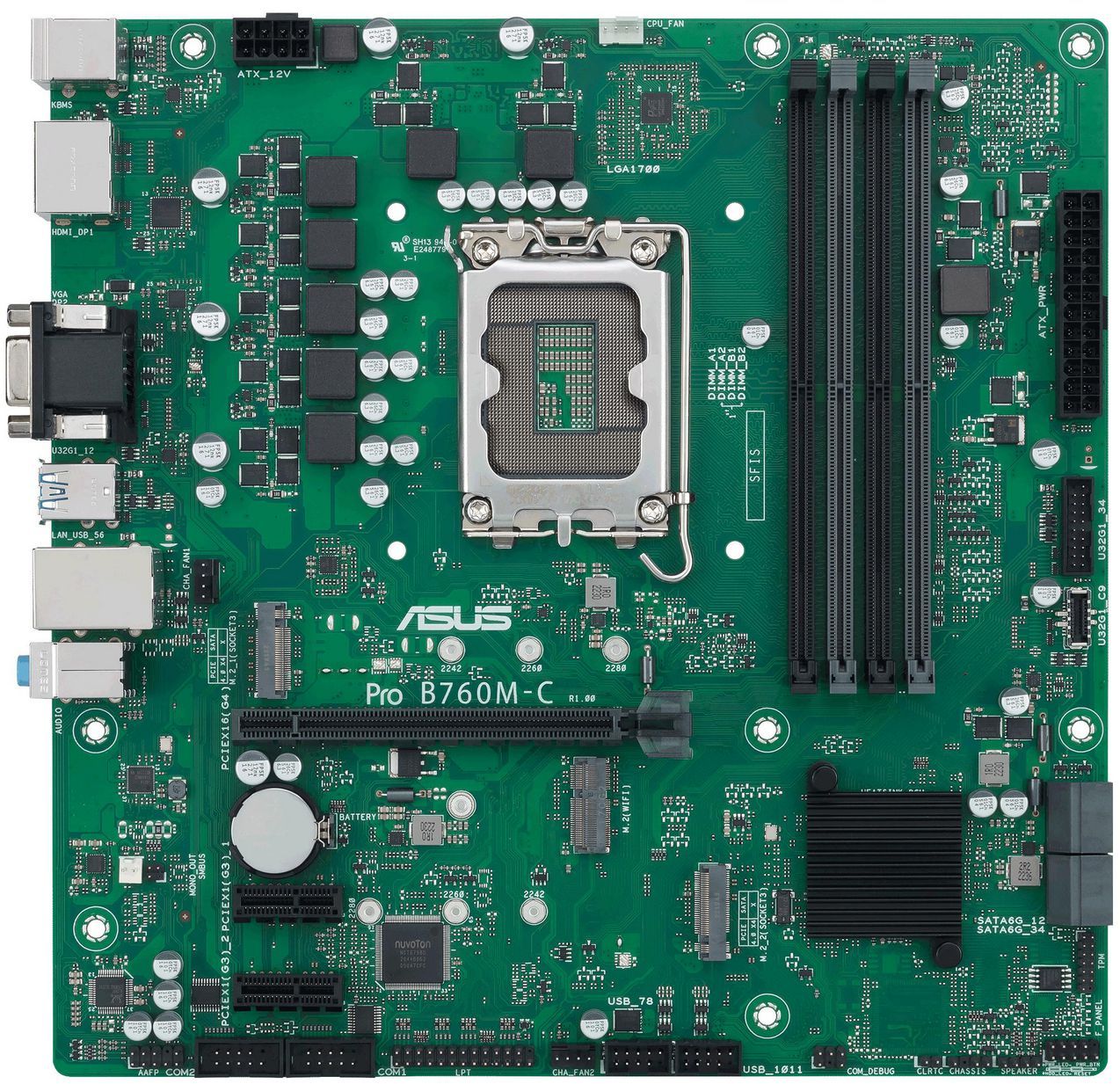 Asus Pro B760M-C-CSM, Intel LGA1700, 2xPCI Express, MicroATX, 4xDDR5, 2xM.2 + SATA3 RAID, VGA/HDMI/2xDP, GigaLAN, bild 4