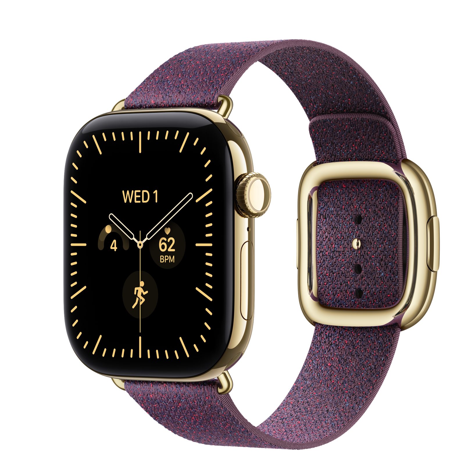 Apple Watch Series 12 (GPS + Cellular) • Titanboett skinande guld, 42 mm • Modernt spänne mullbär