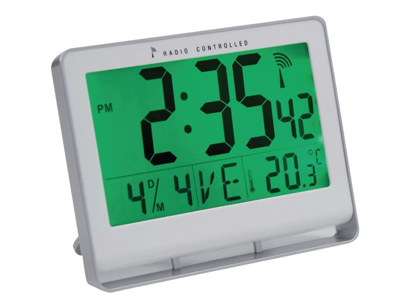 Väggklocka Alba LCD digital 15 x 20 cm silverfärgad