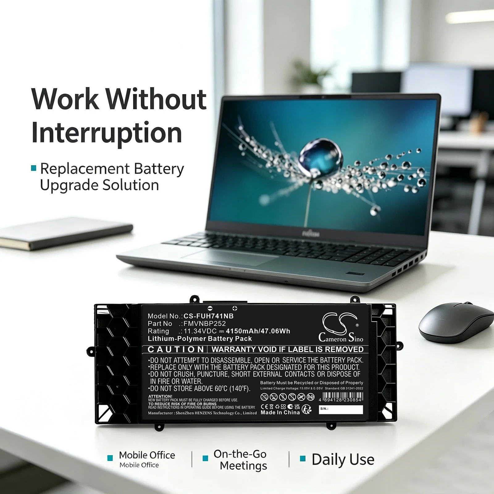 Batteri till Laptop, Bärbar dator för Fujitsu LifeBook U7411/G, LifeBook U7511/G