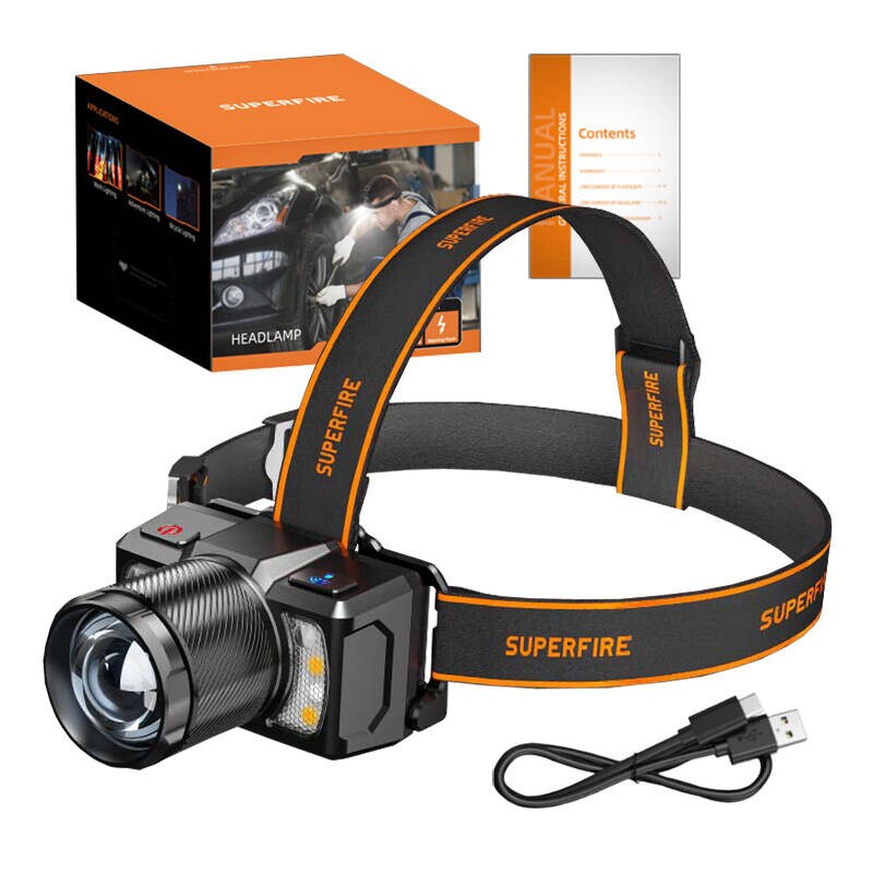 Strålkastare Superfire HL25, 700lm, USB-C, bild 2