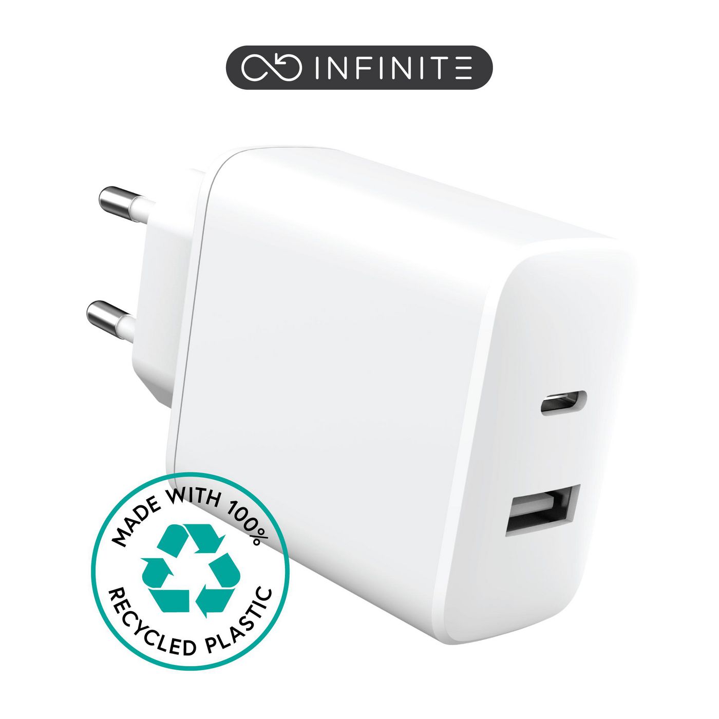 Väggladdare eSTUFF INFINITE 230V till 1xUSB-C 20W, 1xUSB-A 12W - Vit, bild 4