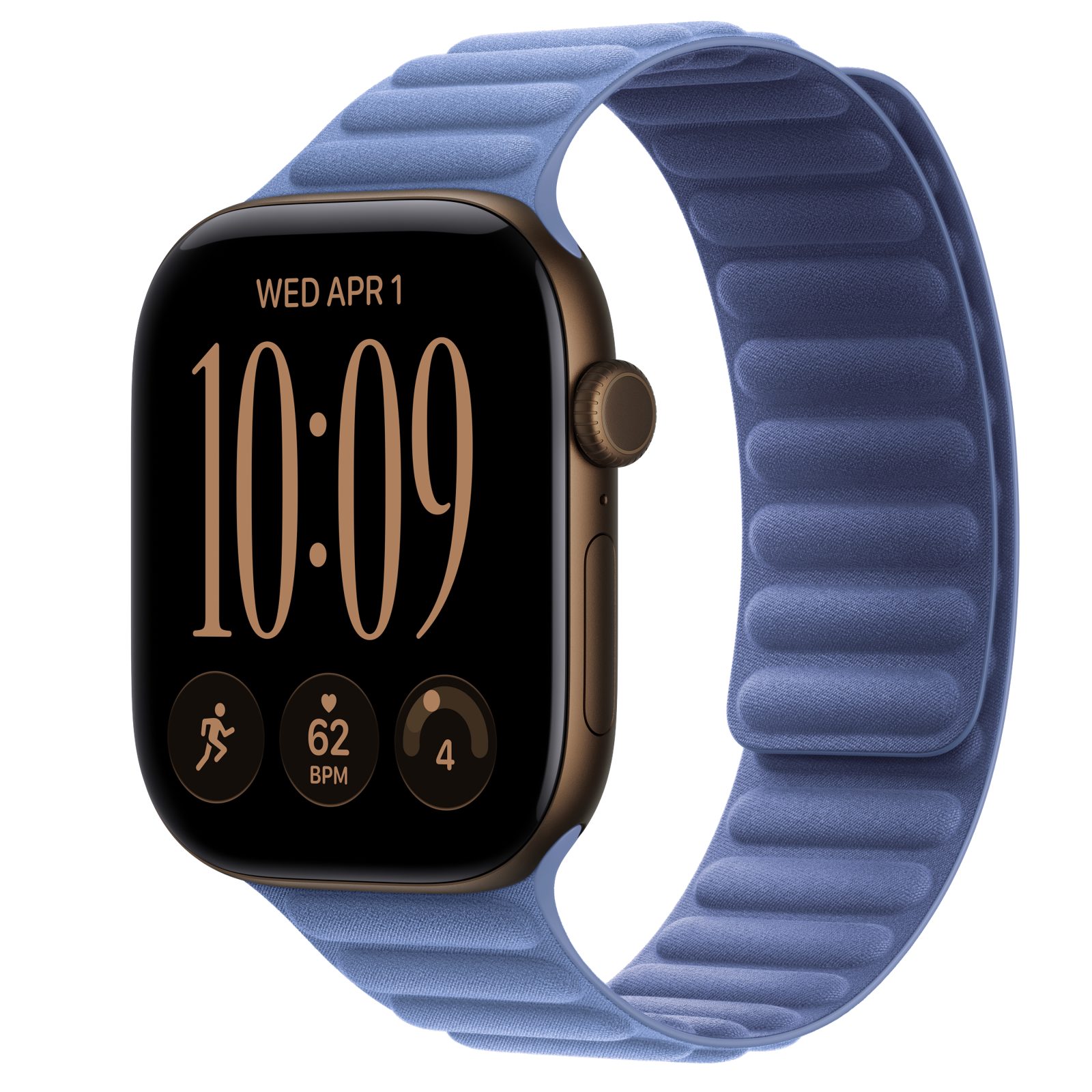 Apple Watch Series 12 (GPS) • Aluminiumboett mörk brons, 46 mm • Magnetlänk ängsblå