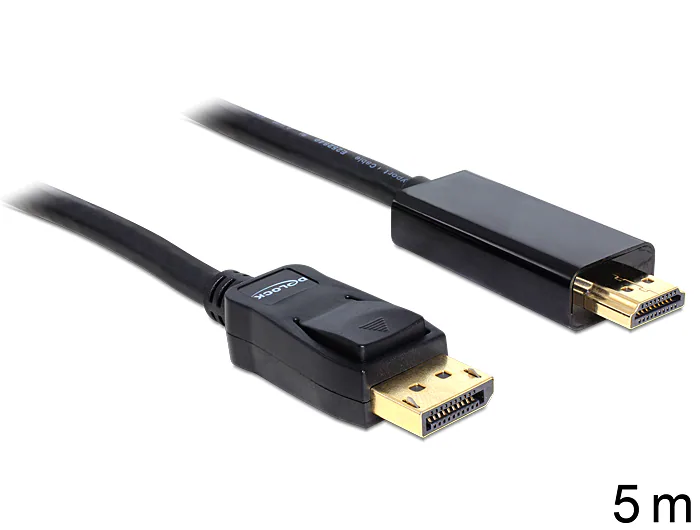 Delock DisplayPort-kabel 1.1 hane till High Speed hane passiv 5m - Svart