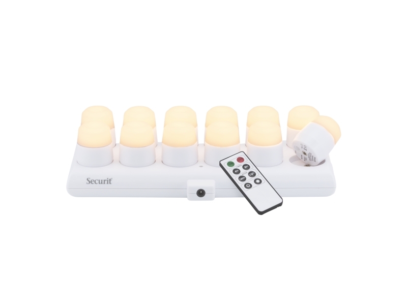 Securit AMSTERDAM LED-värmeljus 12 st., IP54, laddningsstation