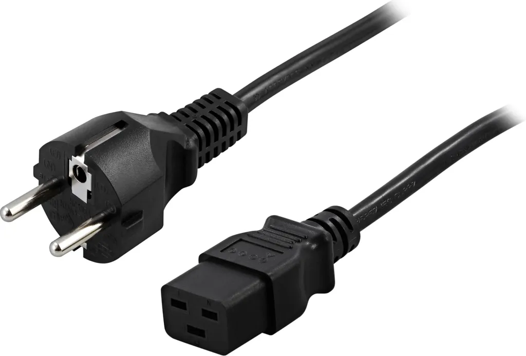 Strömkabel mellan UPS och vägguttag, rak CEE 7/7 - rak IEC C19, 2m - Svart, bild 5