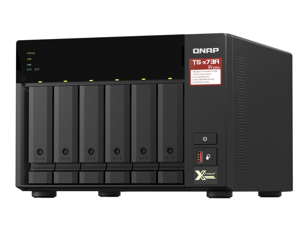 QNAP TS-673A, NAS, Tower, Ryzen Embedded, V1500B, 8 GB, DDR4