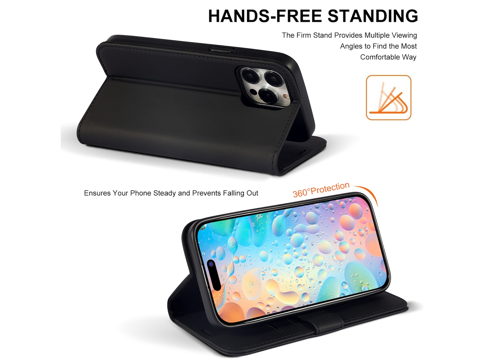iiglo iPhone 15 Pro Max Plånboksfodral (svart)