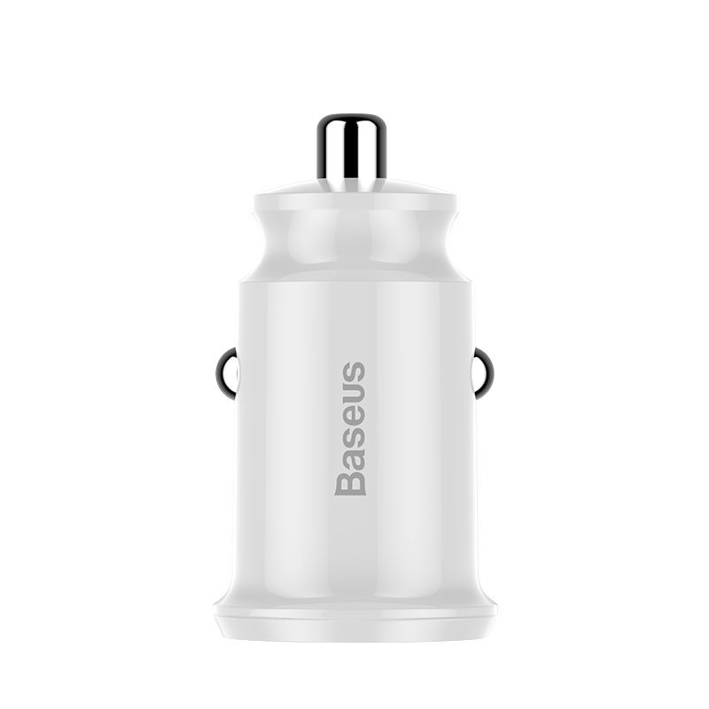Baseus Grain - Strömadapter för bil - 3.1 A - 2 utdatakontakter (2 x USB) - vit