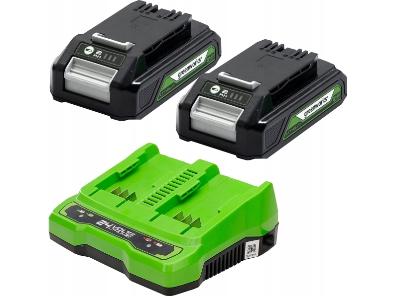 Greenworks GSK24B4X 24V startkit, 2x4 Ah batteri + dubbel laddare