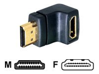 Adapter HDMI hane till hona, DeLOCK, 1080p@60Hz, vinklad nedåt - Svart
