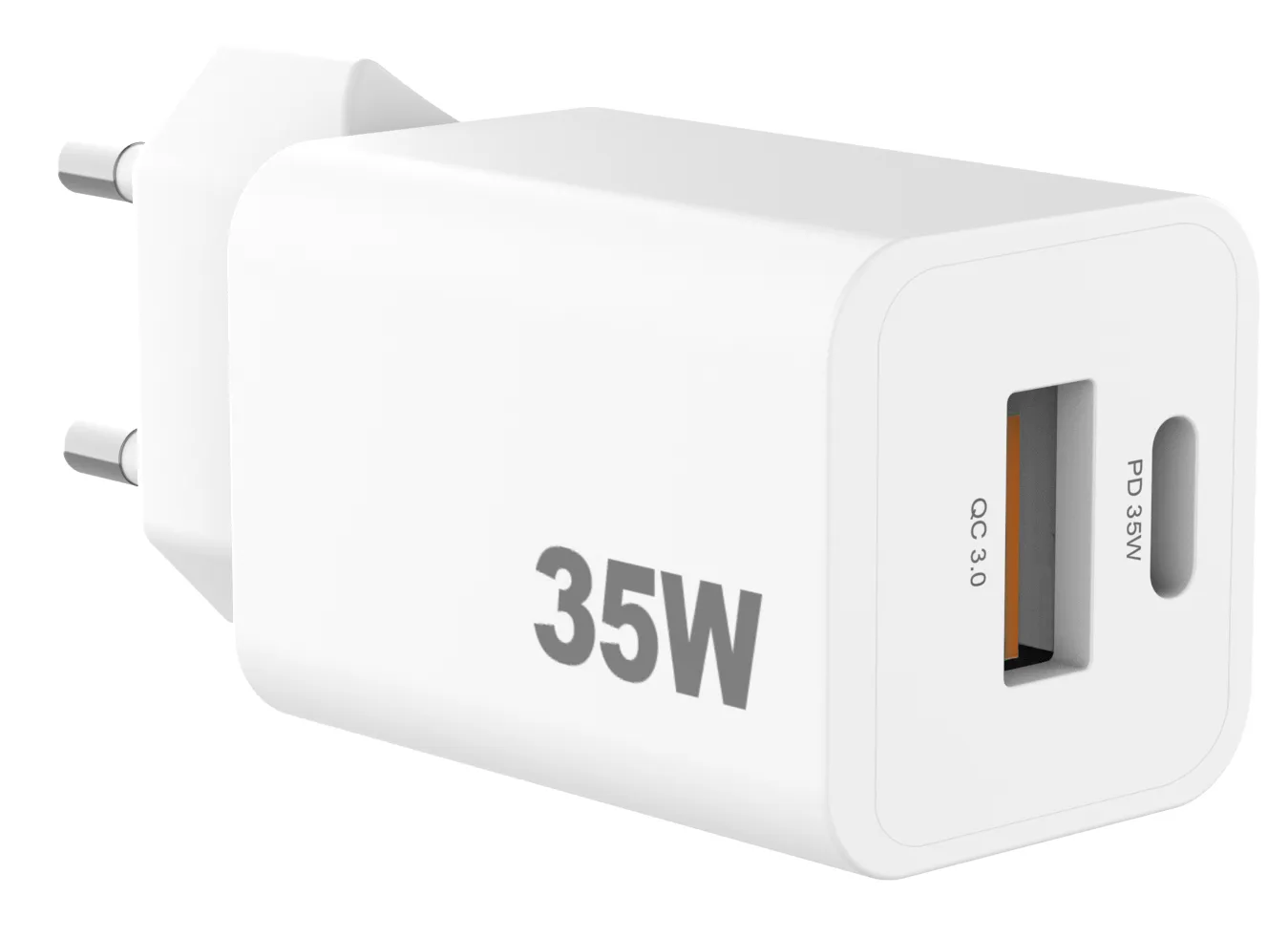 Sinox PRO väggladdare USB-A+USB-C PD 35W. Vit, inomhus, AC, 20 V, Vit