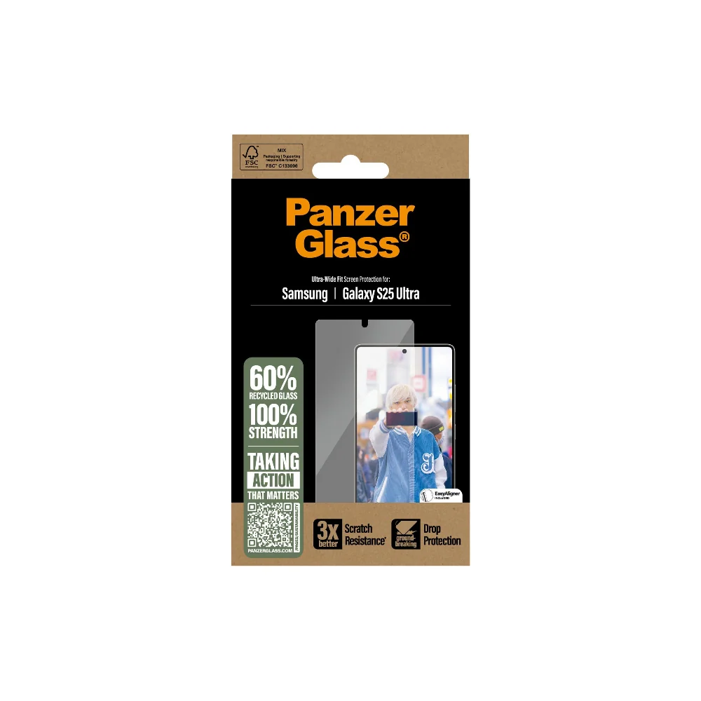 PanzerGlass Samsung Galaxy S25 Ultra skärmskydd Ultra-Wide Fit med applikator