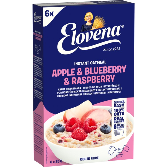 Elovena Havregrynsgröt Äpple, blåbär & hallon 210 g