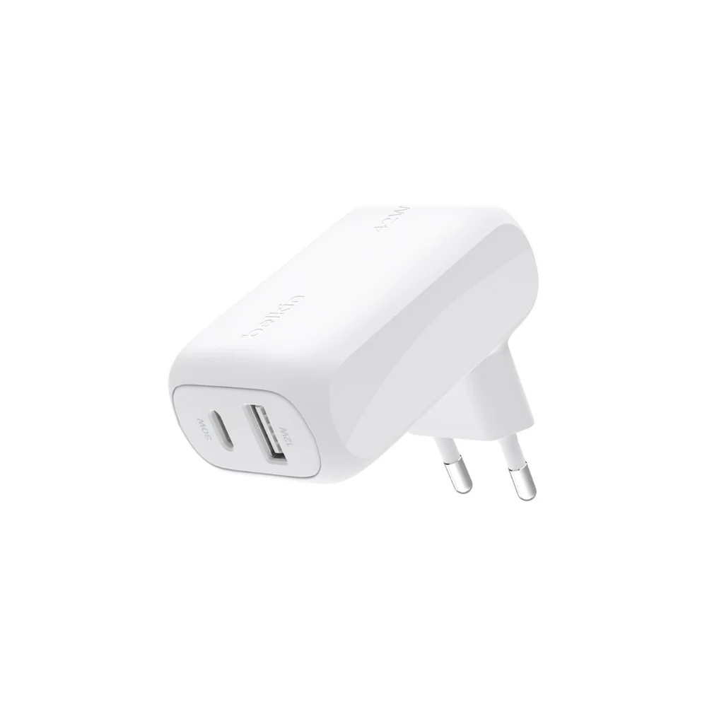 Belkin 42W/12W Dual USB-C/USB-A PD väggladdare (vit)