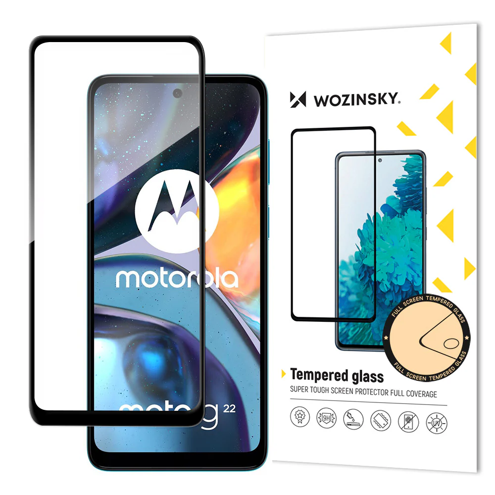 Wozinsky Härdat glas med full limning för Motorola Moto G22