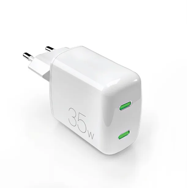 PURO MiniPro väggladdare 35 W 2x USB-C GaN PD, vit