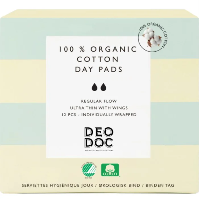 DeoDoc 100 % Organic Cotton Day pads 12 st