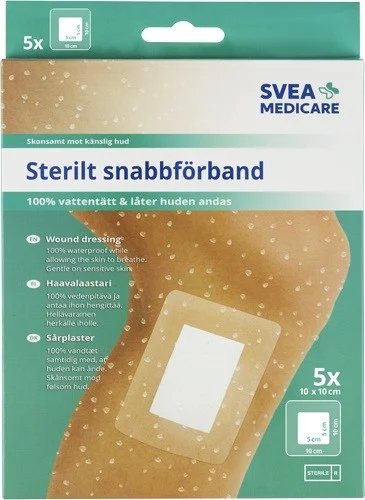 Svea Medicare Snabbförband vattentätt 10 cm x 10 cm, 5 st