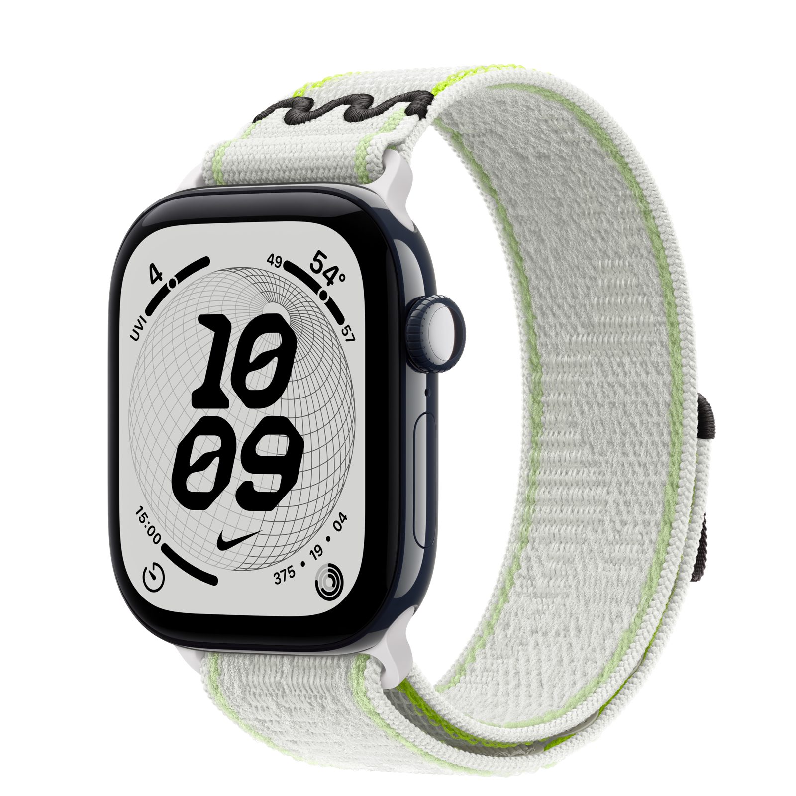 Apple Watch Series 12 (GPS + Cellular) • Keramikboett nattblå, 42 mm • Nike-sportloop i Essential White