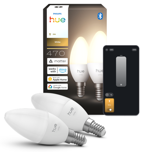 Philips Hue White smart LED-kronljus E14 2-pack