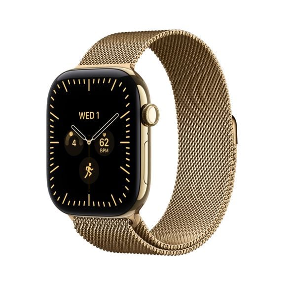 Apple Watch Series 12 GPS + Cellular 42 mm skinande guld titan, skinande guld Milanesisk loop