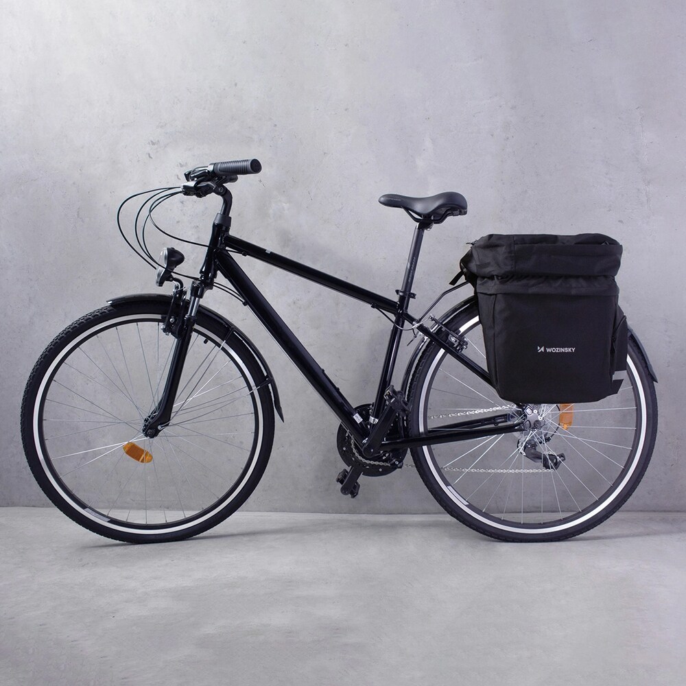 Stor cykelväska 60L med regnskydd och reflexer - svart, bild 4