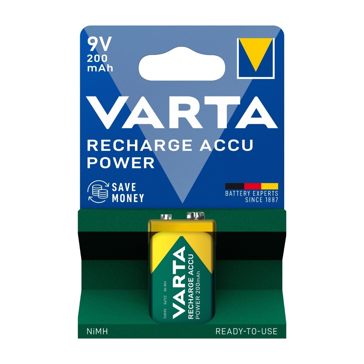 VARTA Recharge Accu Power uppladdningsbart 9V batteri