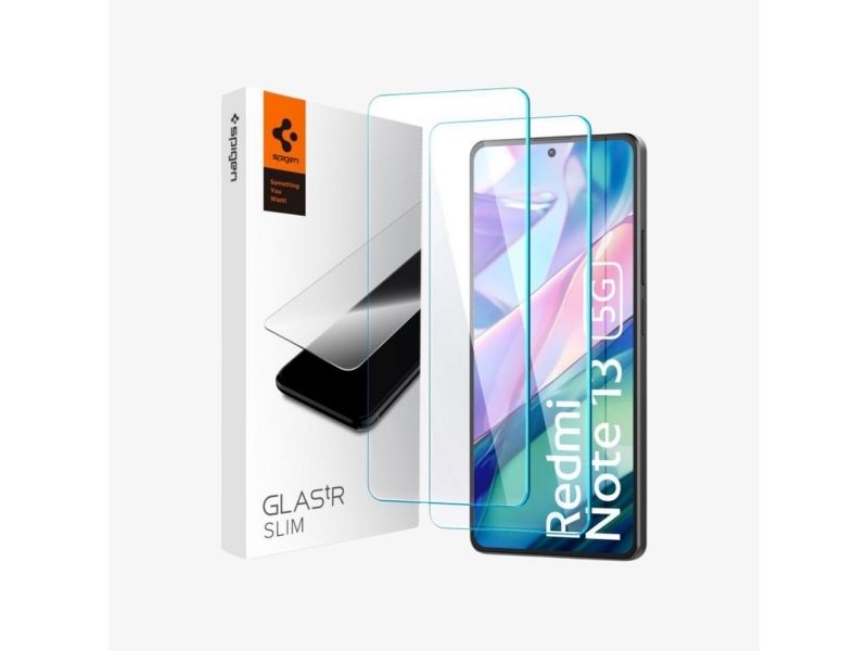 Spigen GLAS.tR Slim - Skärmskydd för mobiltelefon - slimmad - glas (paket om 2) - för Xiaomi Redmi Note 13 5G