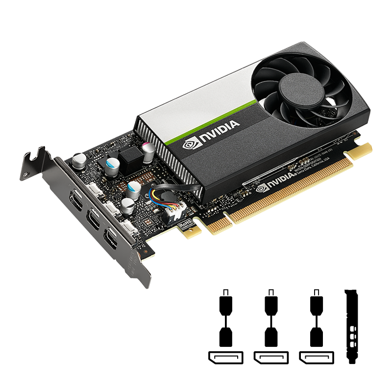 PNY Quadro T400, 4 GB GDDR6, Low Profile, 3xMiniDP, bild 3