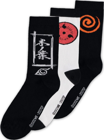 Naruto Shippuden Sasuke symbol Crew Socks 3-Pack (Storlek 43-46)