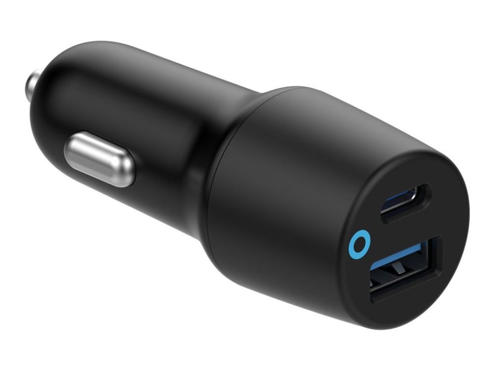 eSTUFF INFINITE Car Charger med 1xUSB-C (20W) och 1xUSB-A (18W), cigguttag 12-24V