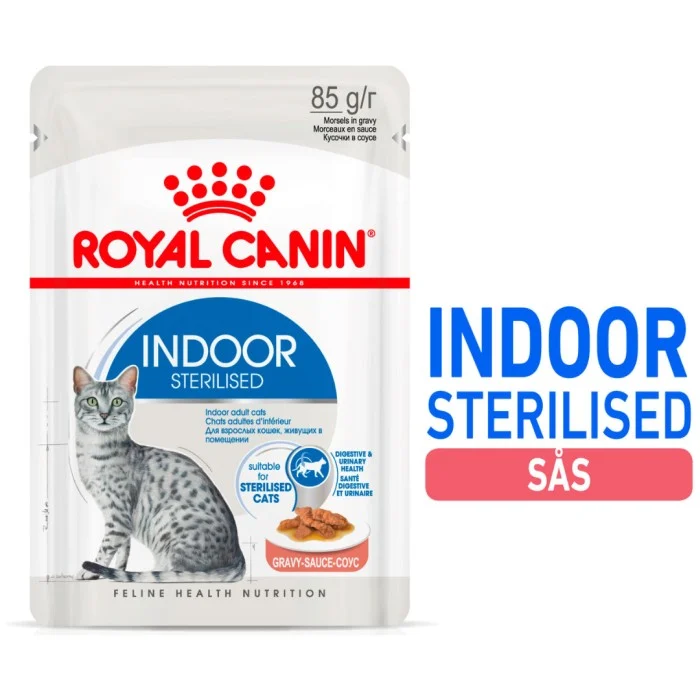 Royal Canin Indoor Sterilised Gravy Adult Våtfoder för katt 12x85 g