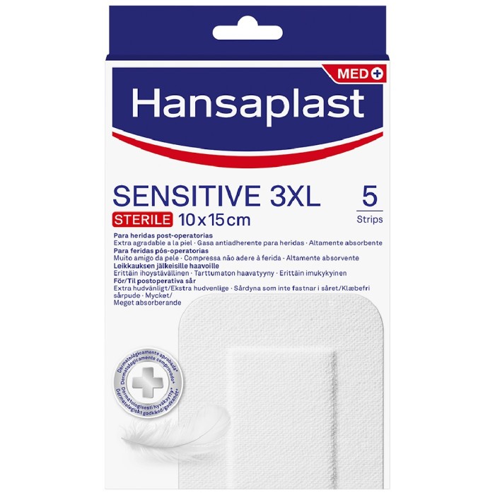 Hansaplast Sensitive 3XL 10 x 15 cm, 5 st