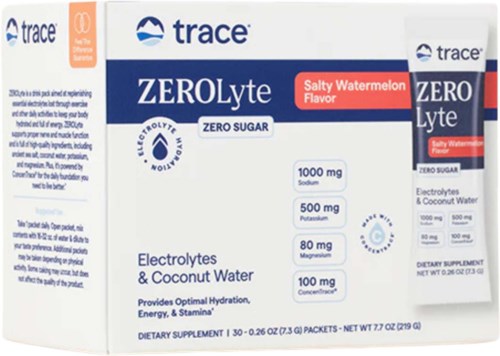 Trace Minerals ZEROlyte Electrolyte Drink Mix Salty, Watermelon, 30-pack