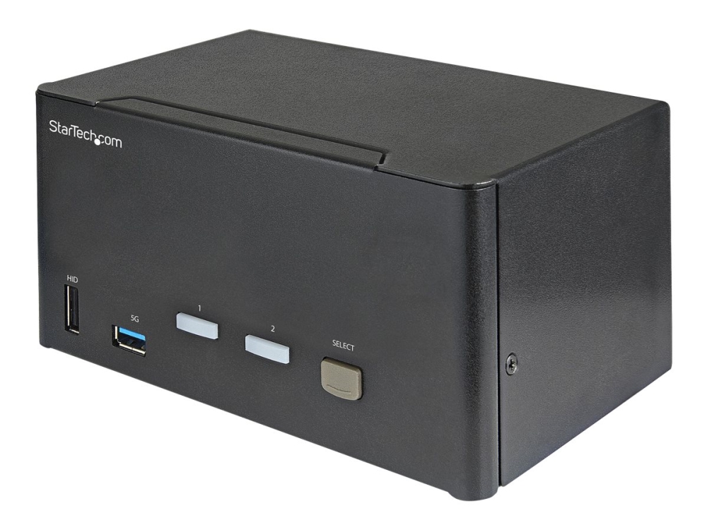 StarTech.com 2-ports DisplayPort KVM-switch för tre skärmar - 4K 60 Hz UHD HDR - Desktop DP 1.2 KVM med 2 portar USB 3.0-hubb (5 Gbit/s) och 4x USB 2.0 HID-portar, ljud - Snabbtangenter för omkoppling - TAA - Omkopplare för tangentbord/video/mus/ljud - 2 x KVM/ljud - skrivbordsmodell - TAA-kompatibel