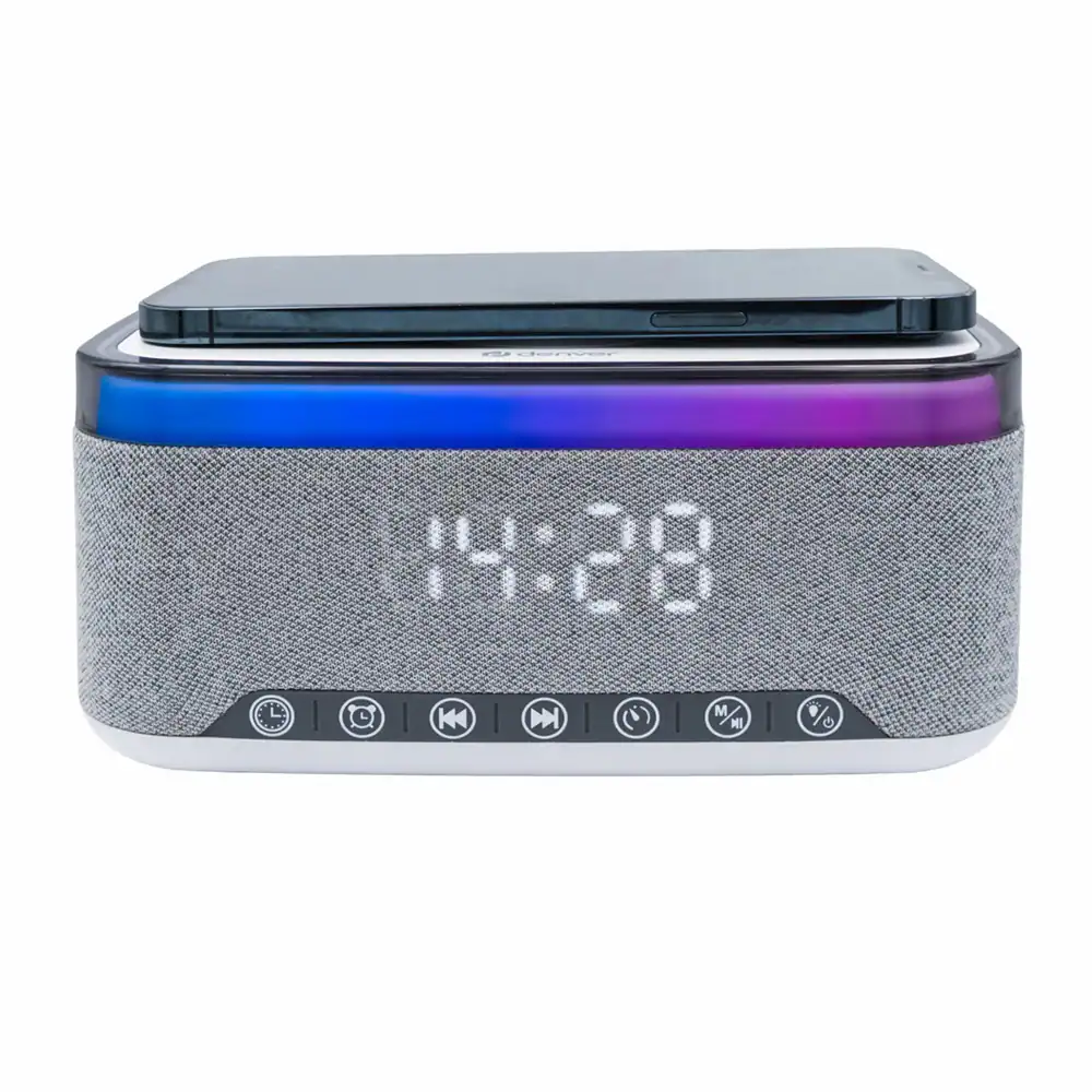 Denver Klockradio med bluetooth och trådlös ladding - Grå, bild 2