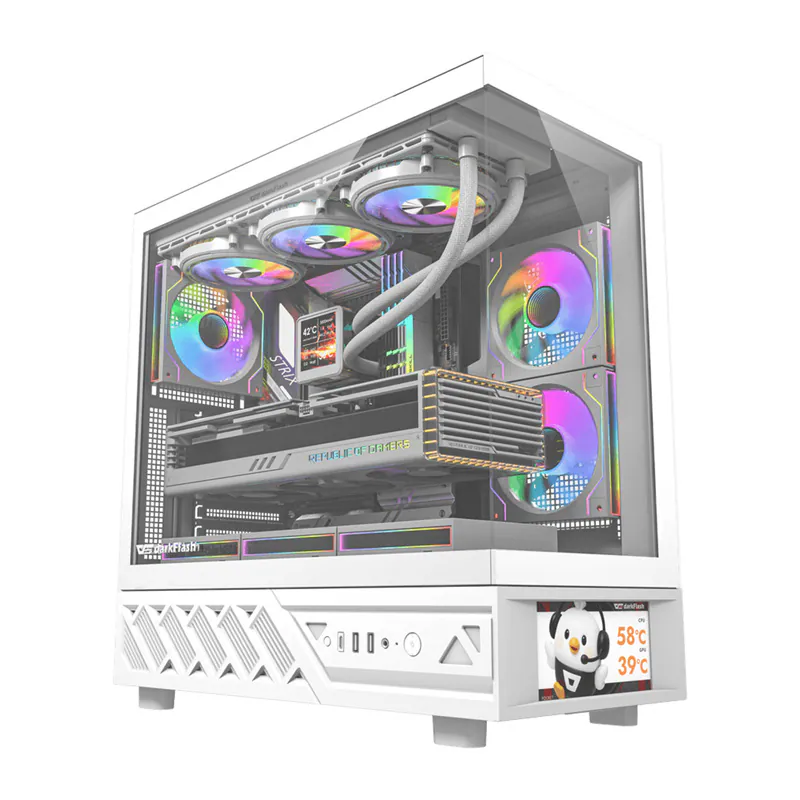 Darkflash DS950V Computer Case with Display + 6 Fans - Chassi - Vit