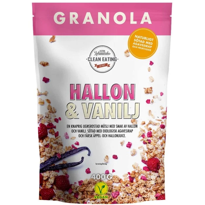 Clean Eating Granola Hallon & Vanilj 400 g