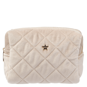 DARK Velvet Square Quilted Make-Up Pouch Small Dark Sand