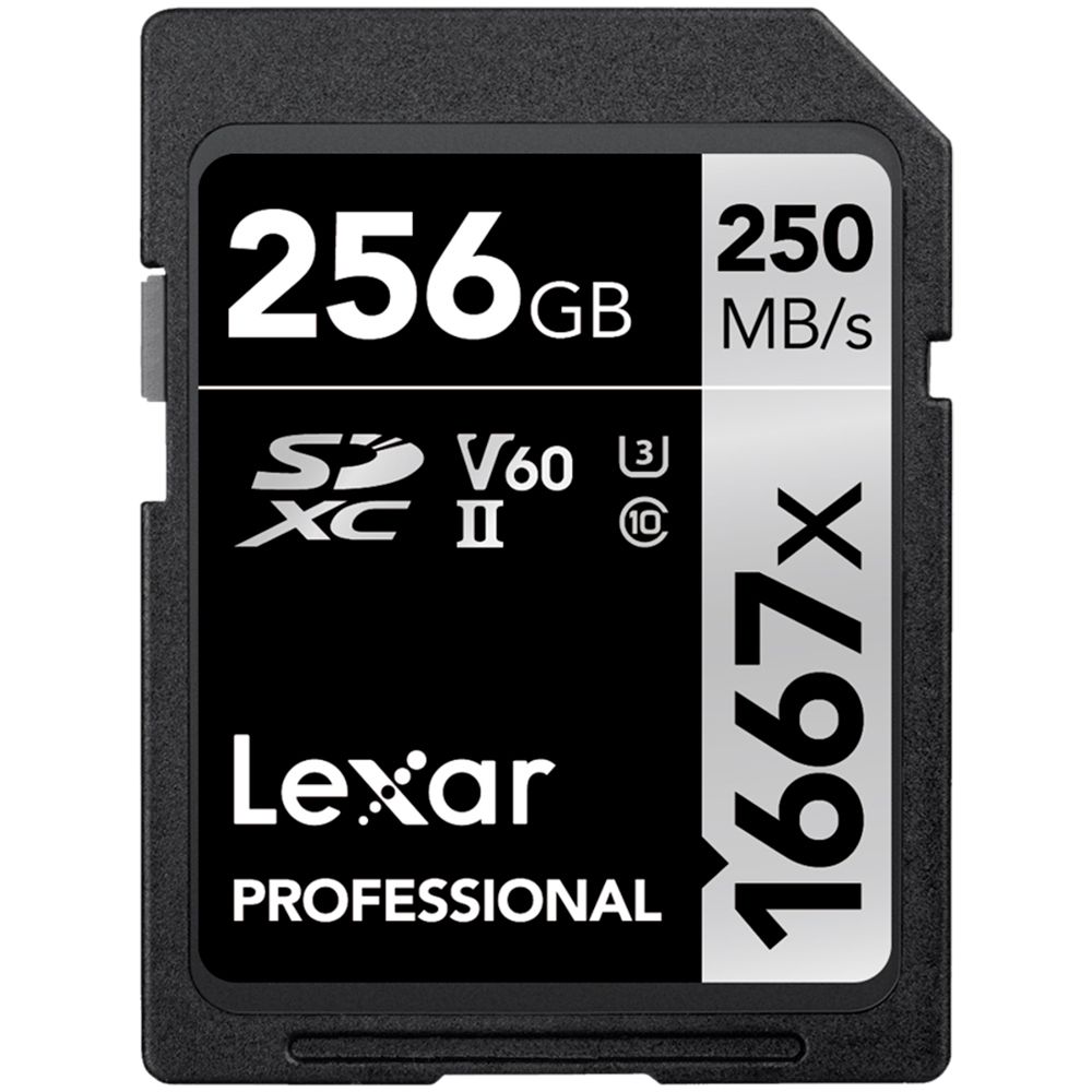 Lexar SDXC Pro 1667x U3 V60 UHS-II 256GB 250MB/s -minneskort