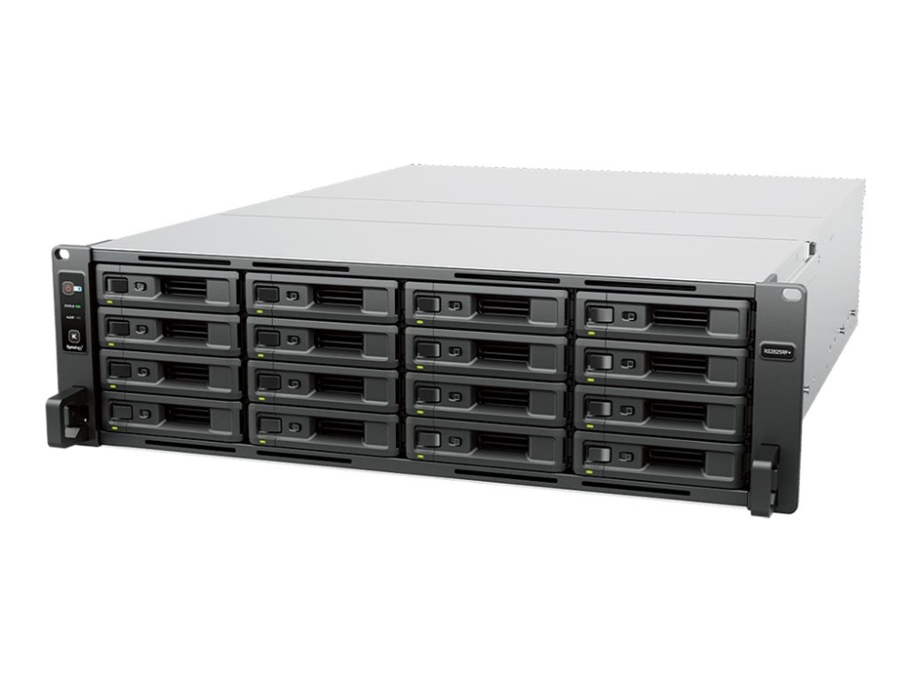 Synology RackStation RS2825RP+, 16-bay NAS, 3U, AMD Ryzen V1780B Quad Core, 8 GB RAM, 1x10Gbe LAN + 2x1GbE LAN, redundant nätagg