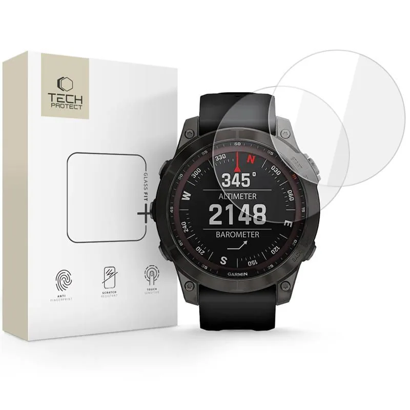 Tech-Protect Glass Fit+ 2-pack härdat glas för Garmin Fenix 7X / 7X Pro - transparent