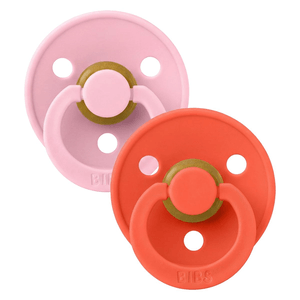 BIBS Pacifier Colour Latex Baby Pink/Tango Size 2 2pcs