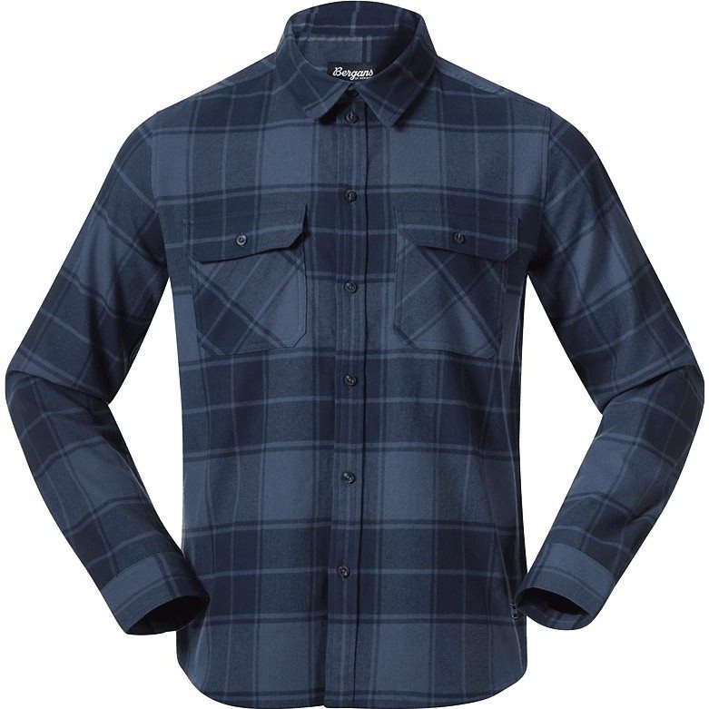 Bergans Nordmarka Flannel Shirt Men Granite Blue/Navy Blue Check - S