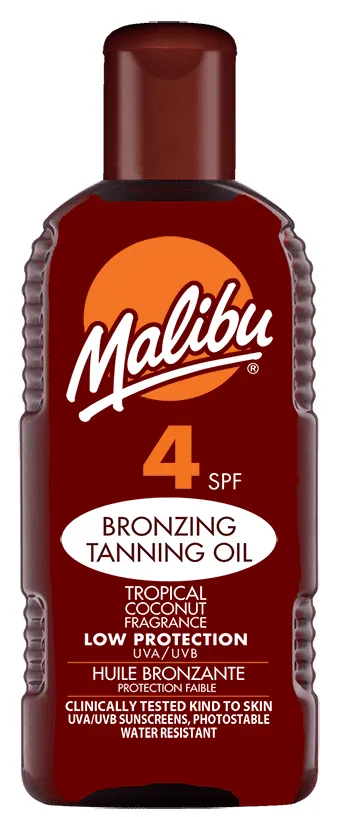 Malibu Sun SPF 4 Bronzing Tanning Oil Water Resistant Coconut Scented 200ml