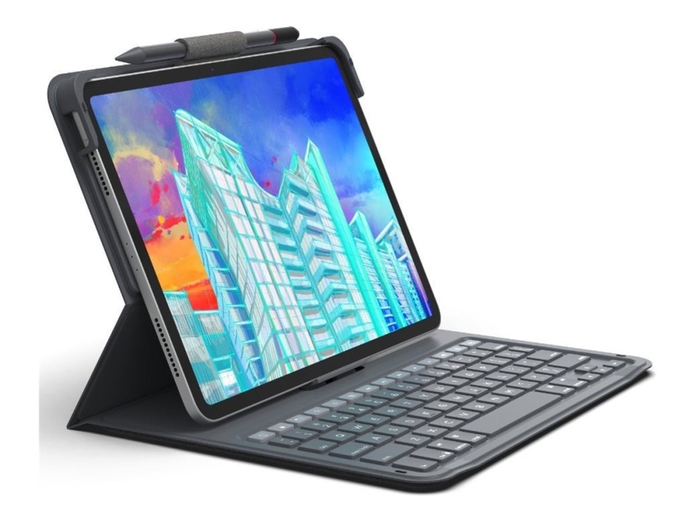 ZAGG Messenger Folio 2 - Tangentbord och foliefodral (fodral) - portabel - trådlös - QWERTY - Nordisk - träkol - för Apple 10.9-inch iPad Air