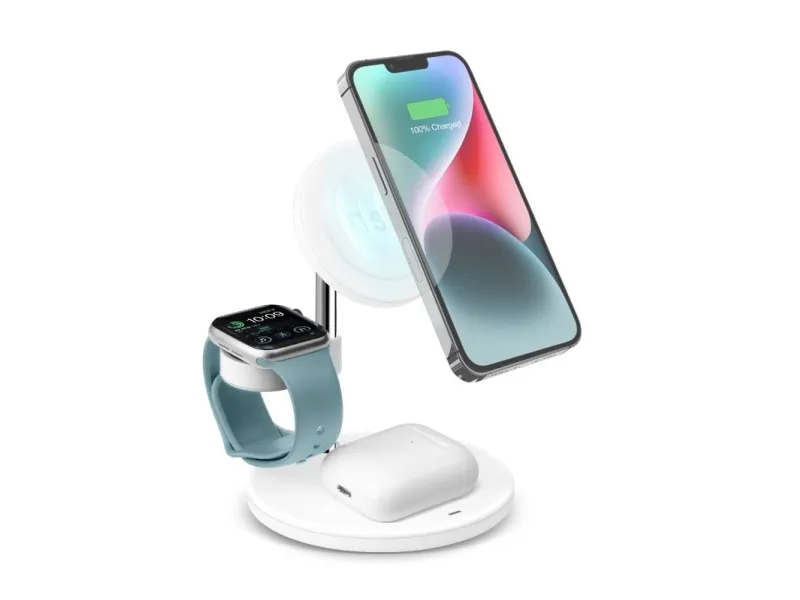 SBS TEWIRMAG3IN1 trådlös laddare, 3-i-1, snabbladdning, USB, vit