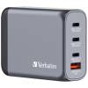 AC-adapter Verbatim GaN Charger 100W, 3xUSB-C / 1xUSB-A, inkl. reseadapter EU/UK/US, bild 4